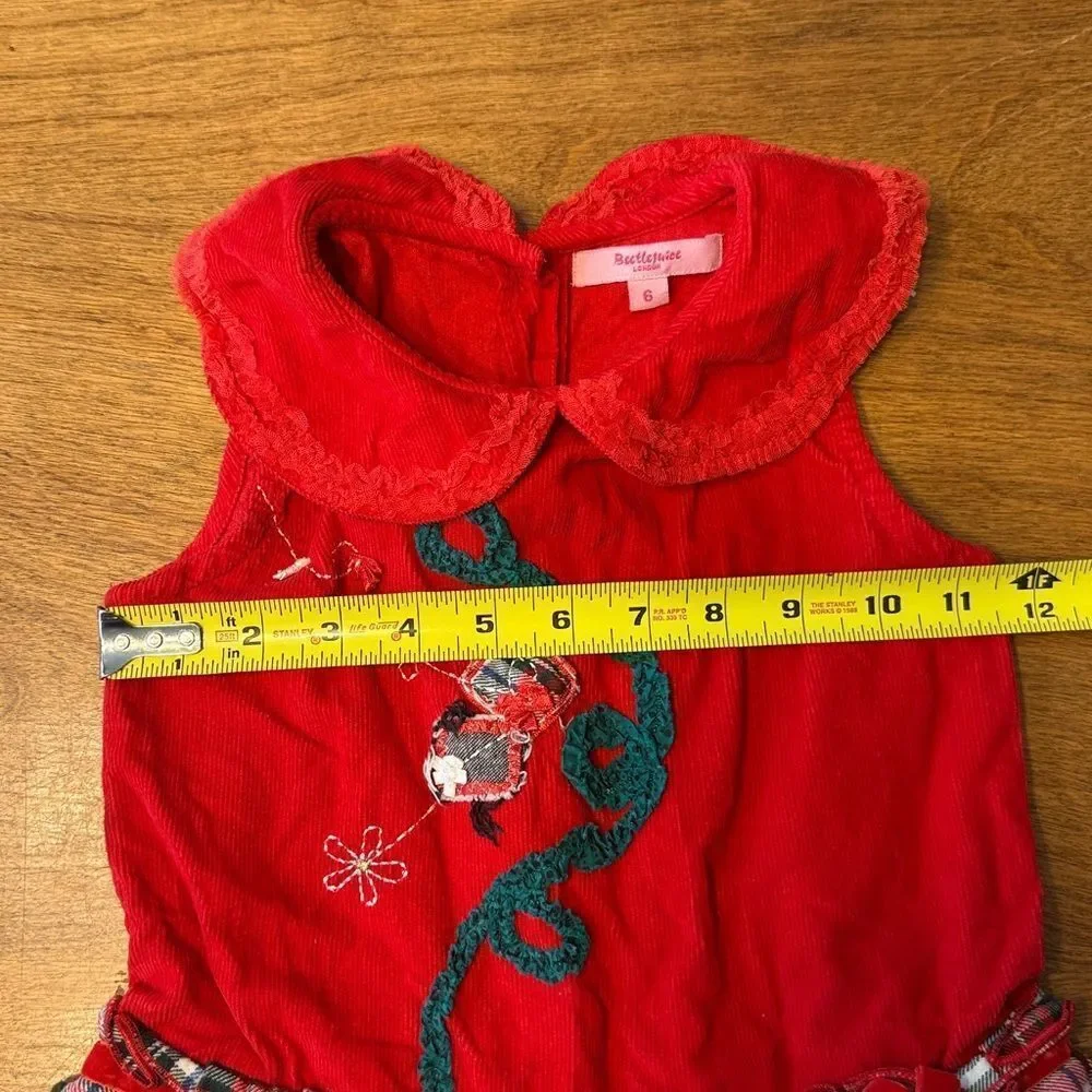 Festive Red and Plaid Kids Costume Dress
